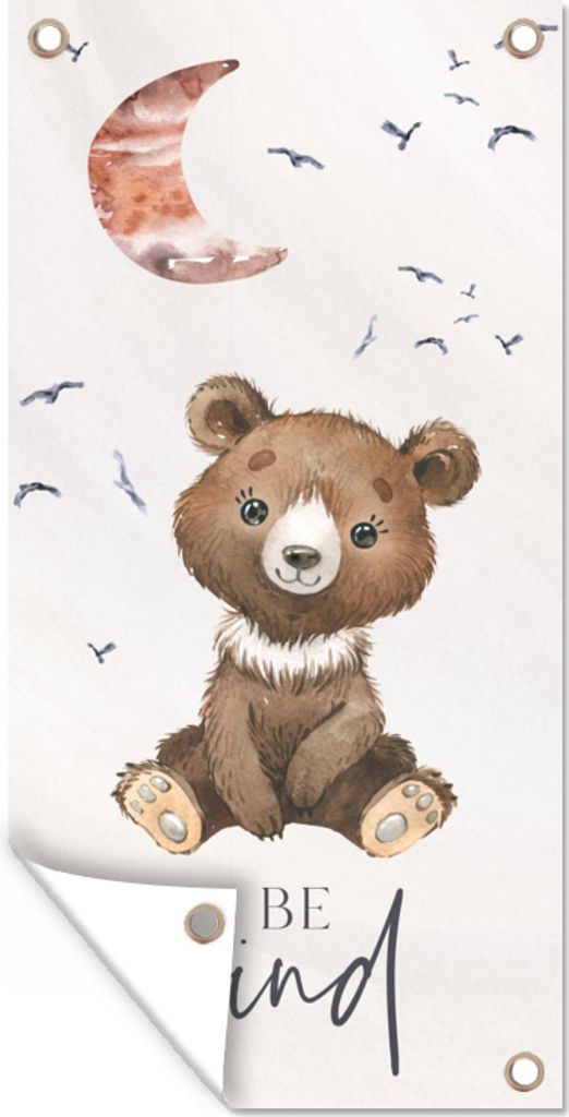 MuchoWow 30x60 cm Outdoor-Poster Gartendeko Sichtschutz Garten Poster für den Garten Sprichwörter - Kind sein - Kinder - Teddybär - Aquarell