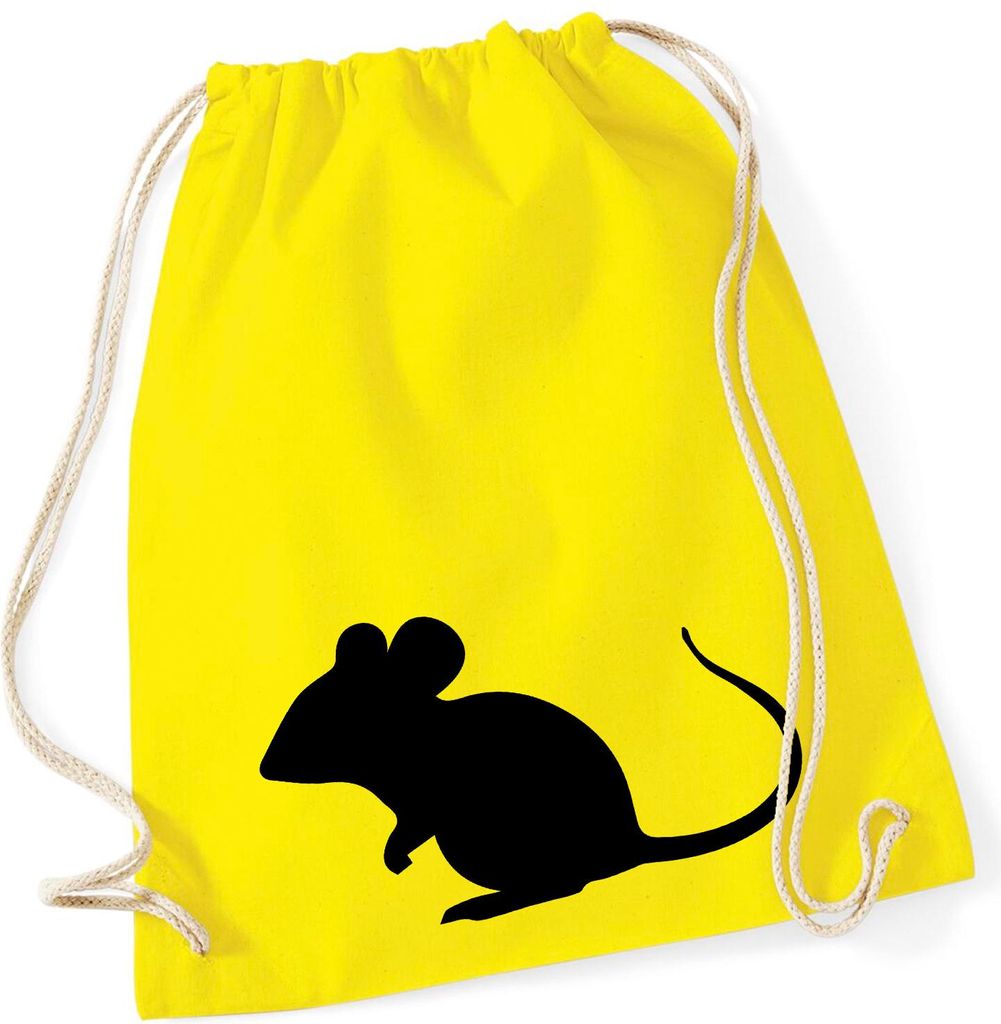 Huuraa Turnbeutel Maus Silhouette 12 Liter Yellow Baumwolle Rucksack Geschenkidee
