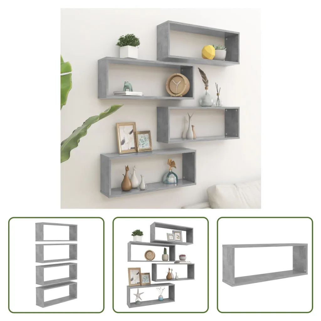 Offerta Set 4 Mensole Parete Grigio Cemento 60x15x23 cm - Qualità - 10