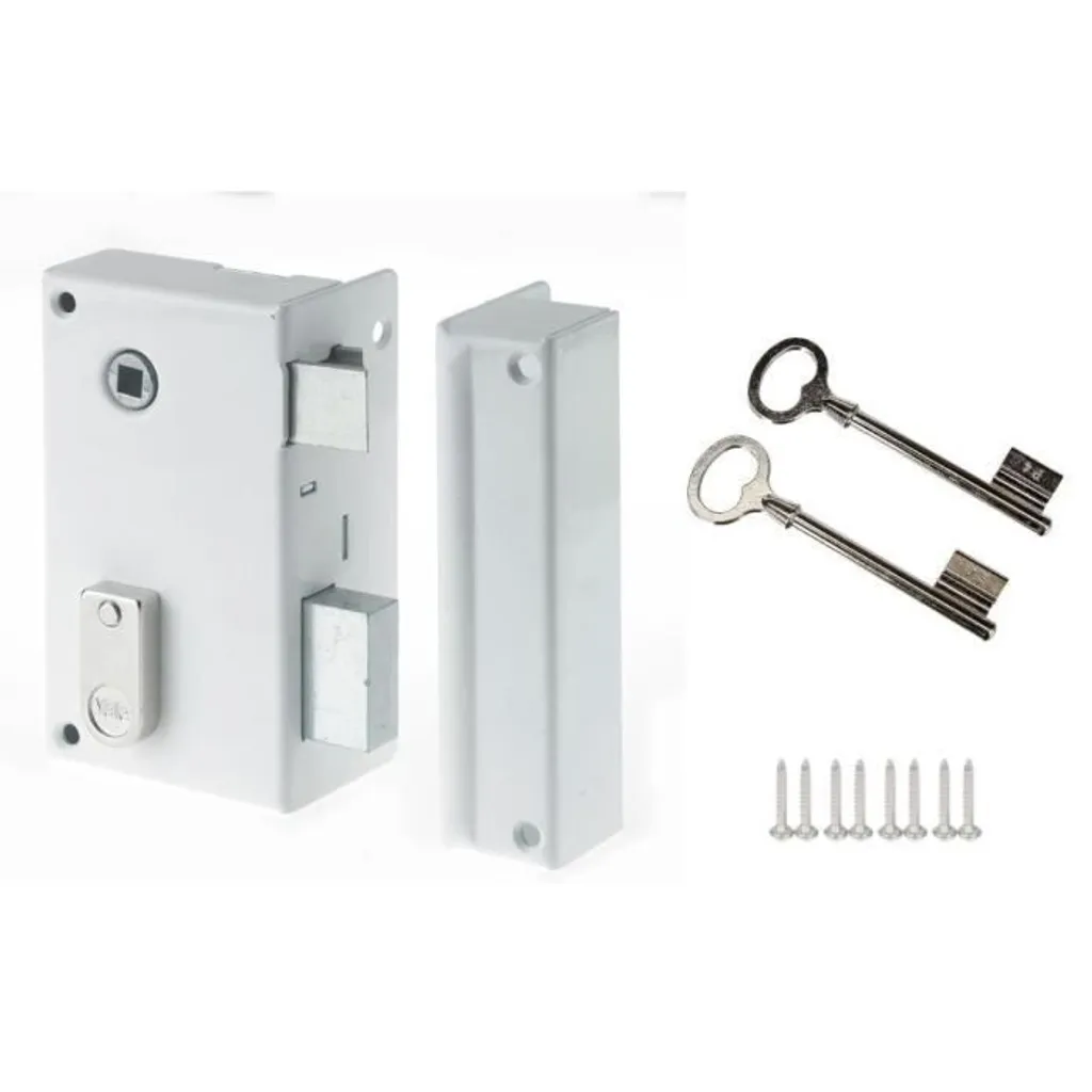 Serrure verticale en applique Yale YAV37D blanche pour portail et grille