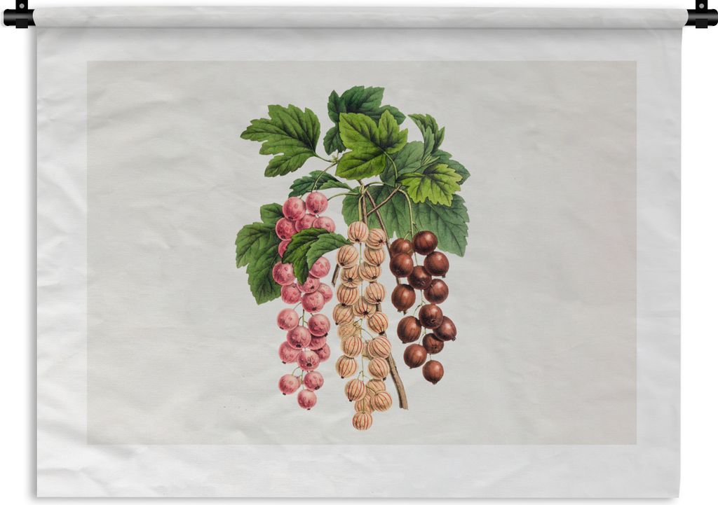 MuchoWow Wandteppich Wandbehang Obst - Weinlese - Blätter 90x67.5 cm Tapisserie Dekoration Wandtuch - Fototeppich - Wand-Skulpturen