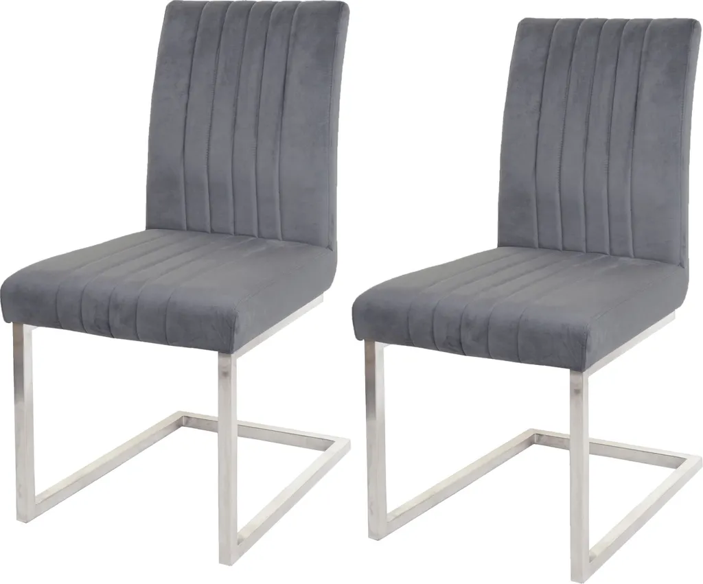 Chaise de conférence cantilever confortable velours gris et inox x2