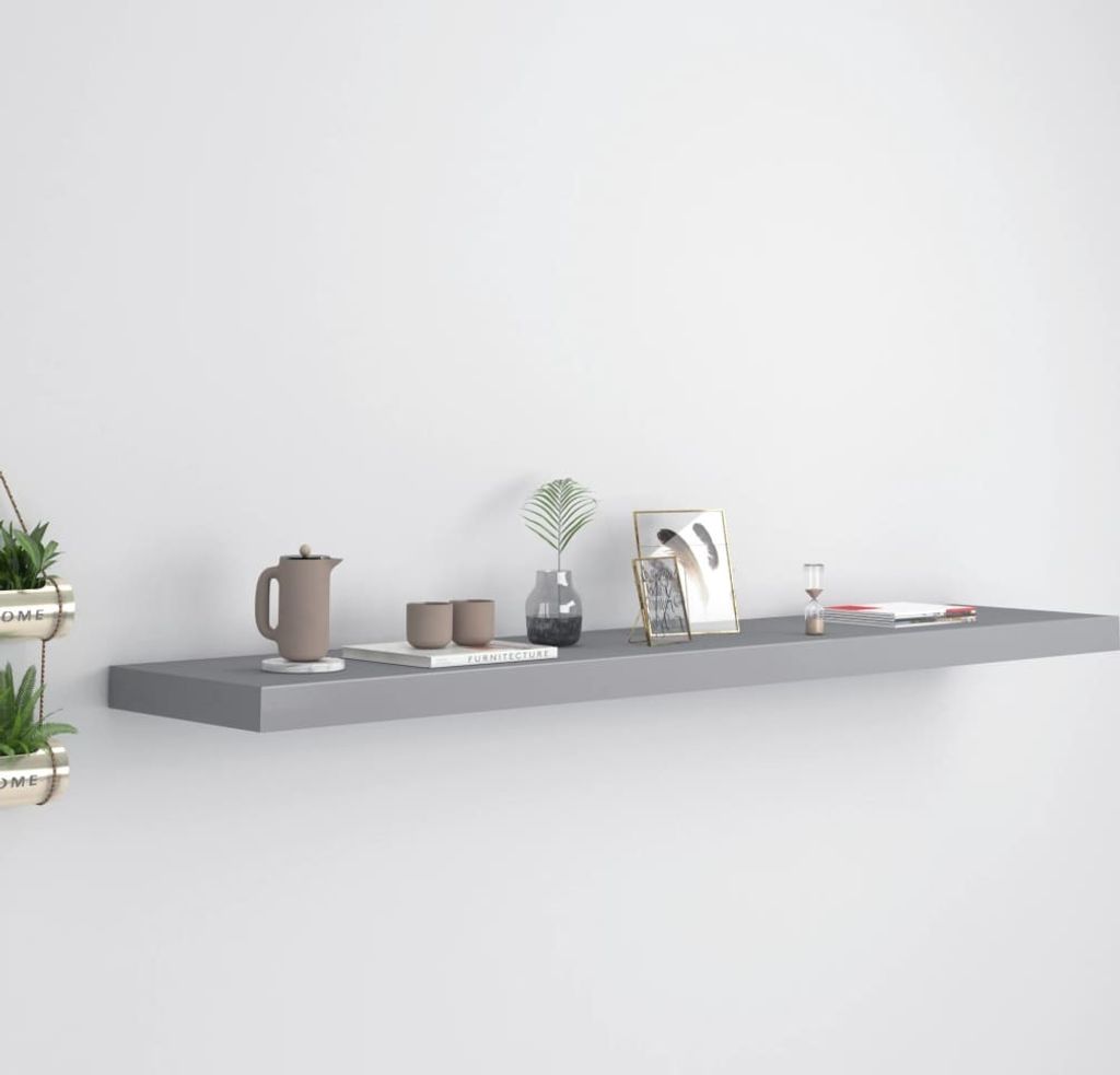 Schwebendes Wandregal Grau 120x23,5x3,8 cm MDF Produktbild 