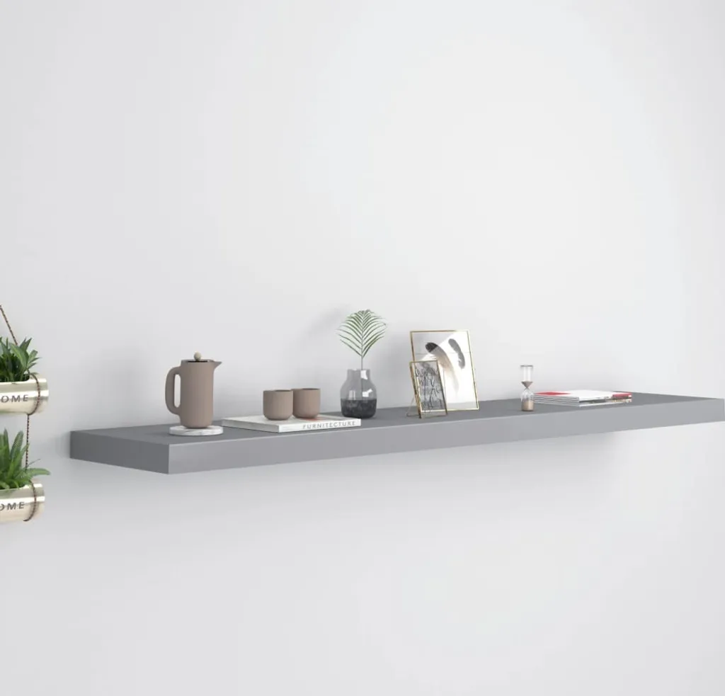 SYFAX Mensola MDF Grigio 120x23,5x3,8 - Scaffale Sospeso Alta Tenuta