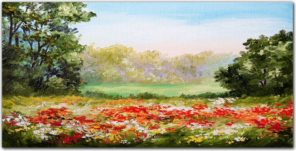 Coloray - Bild aus Glas - Glasbilder - 100 x 50 cm - Gehärtetes Glas Glasblock mit Bild Küche Wohnzimmer Wanddekoration Dekoration - Natur Blumen...