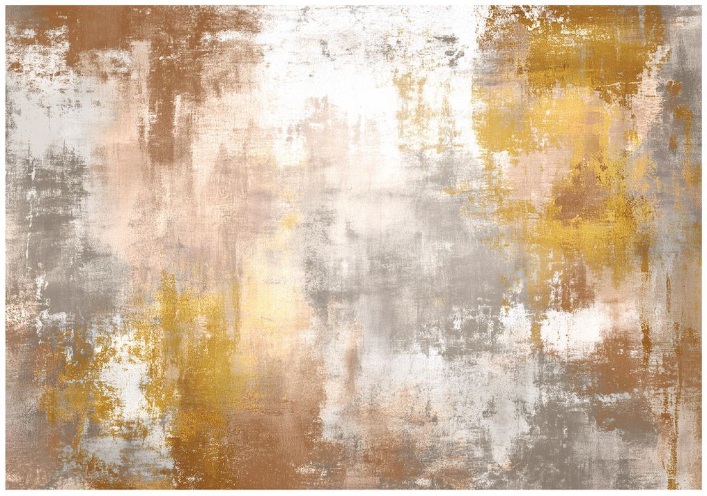 Fototapete Abstrakt Beton Dachboden - 300x210 cm - Vliestapete Wohnzimmer Schlafzimmer - Vlies Fototapete Golden - 16459VX6