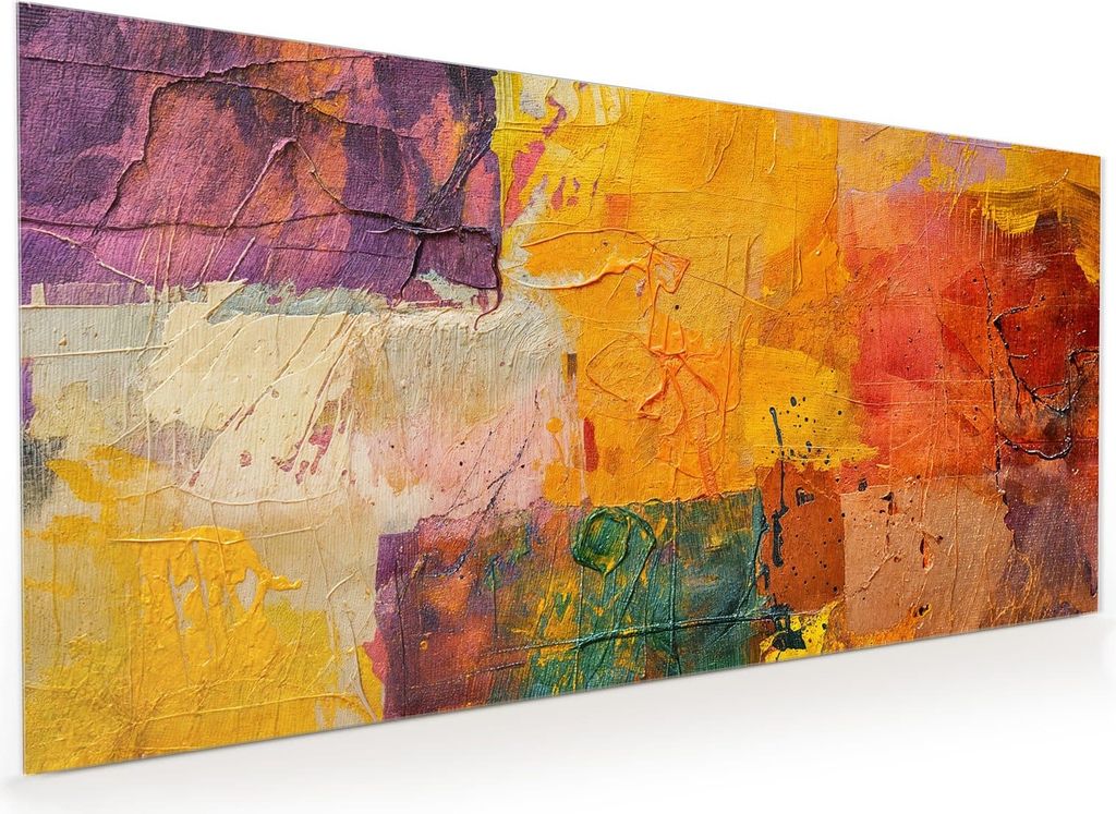 Küchenrückwand Spritzschutz Glas mit Motiv Farbenfrohe Leinwand 40 x 40 cm