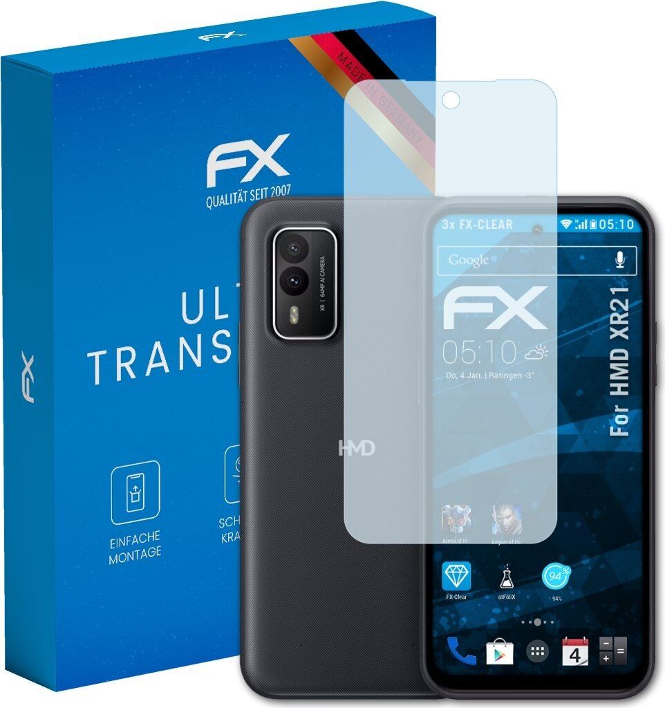 atFoliX FX-Clear 3x Schutzfolie kompatibel mit HMD XR21 Displayschutzfolie