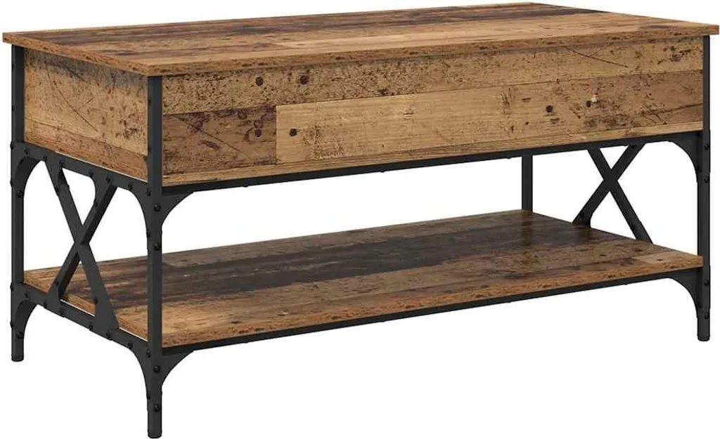 Tavolino da Caffè Vintage 100x50x50 cm Legno Rigenerato Eco-friendly