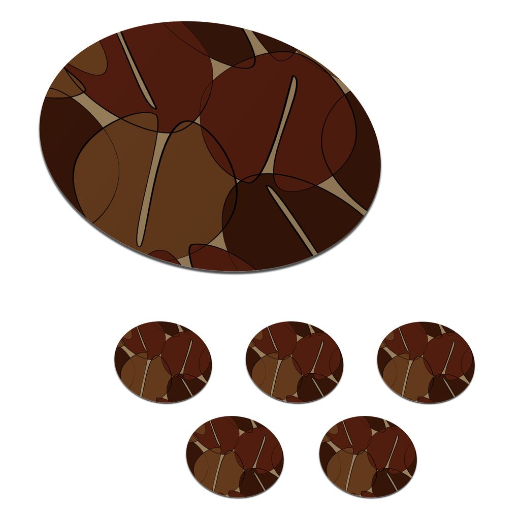 KitchenYeah Glasuntersetzer Rund 6er Set Kaffeebohnen - Muster - Kaffee 10x10 cm Untersetzer für Gläser - Getränkeuntersetzer - Tischplattens...