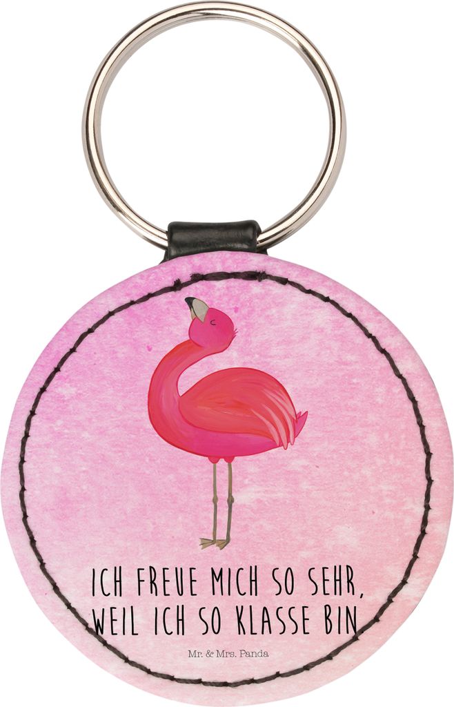 Mr. & Mrs. Panda Schlüsselanhänger Flamingo Stolz - Aquarell Pink - Geschenk, Taschenanhänger, Anhänger, klein, schlüssel, Beste Freundin, Ros...