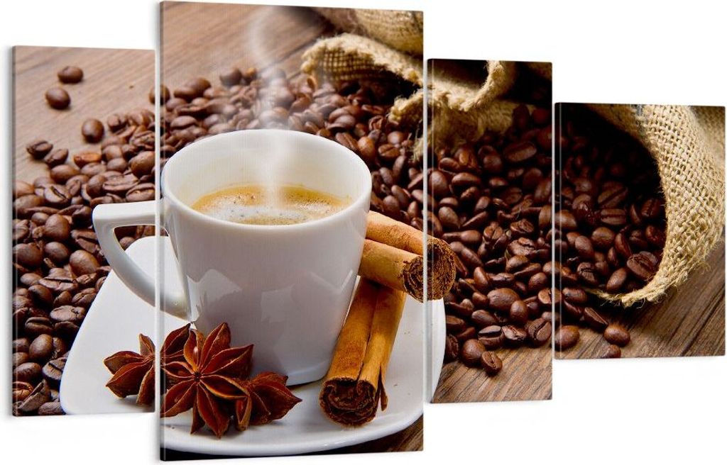 Bild auf Leinwand - Leinwandbild - Kaffee schwarz Frühstück Schokolade - 120x70cm - Wand Bild - Wanddeko - Leinwanddruck - Bilder - Kunstdruck - ...