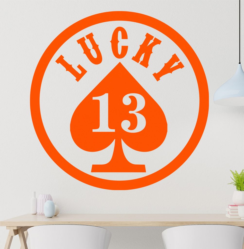 Lucky 13 Wandtattoo in 6 Größen - Wandaufkleber Wall Sticker - Dekoration, Küche, Wohnzimmer, Schlafzimmer, Badezimmer