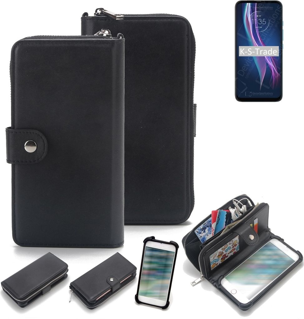 K-S-Trade 2in1 Handyhülle Schutzhülle kompatibel mit Motorola One Fusion+ & Portemonnee Cover Handy Hülle Case Etui Geldbörse Wallet Bookstyle