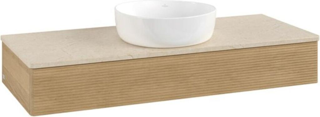 V&B Waschtischunterschrank mit Frontstruktur, mit Beleuchtung Antao 120x19x50cm, WBP-farbe botti., honey oak