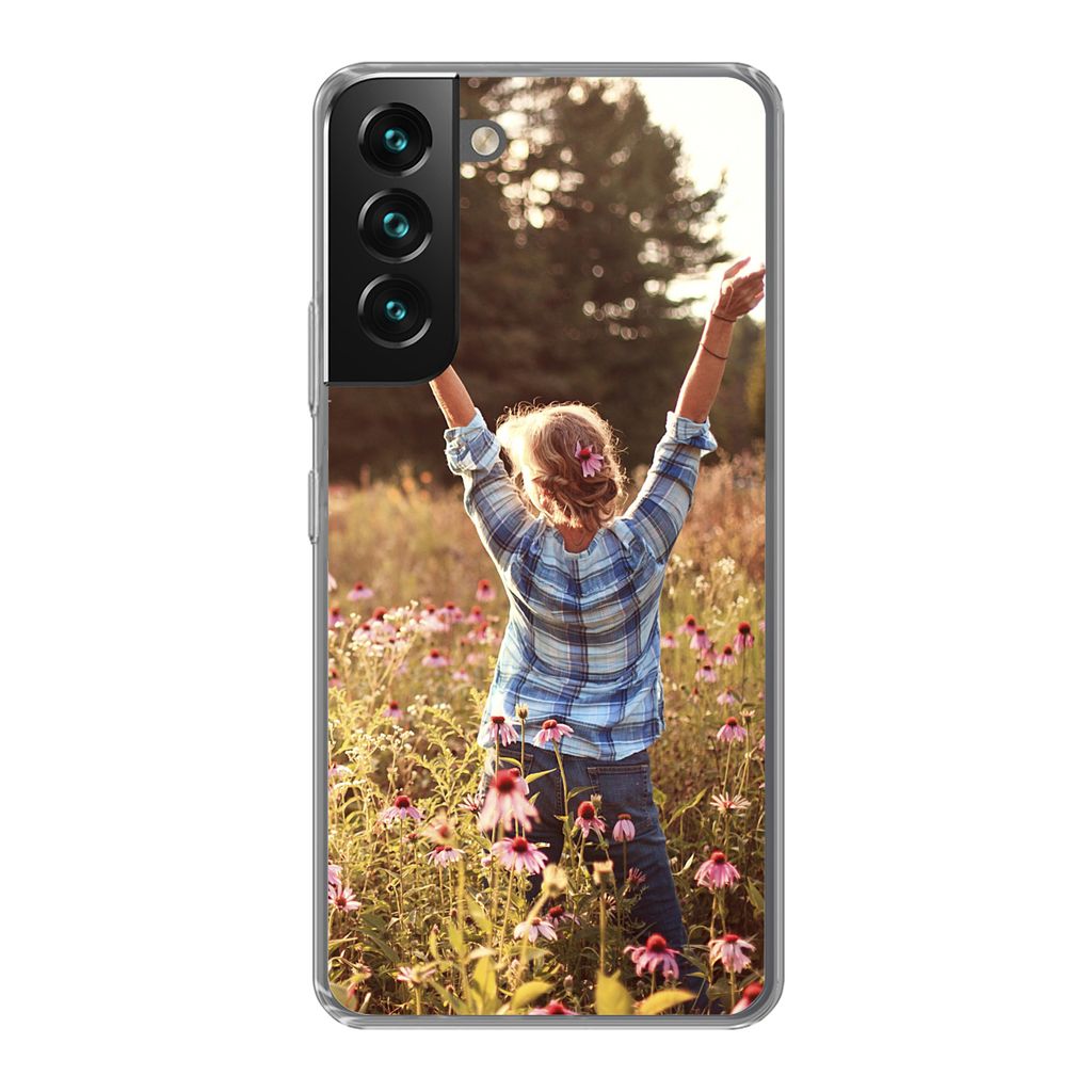 MuchoWow Handyhülle Schutzhülle Hülle für Samsung Galaxy S22 Plus Frau - Blumen - Frühling Silikon Softcase Handy Hülle - Schutzabdeckung