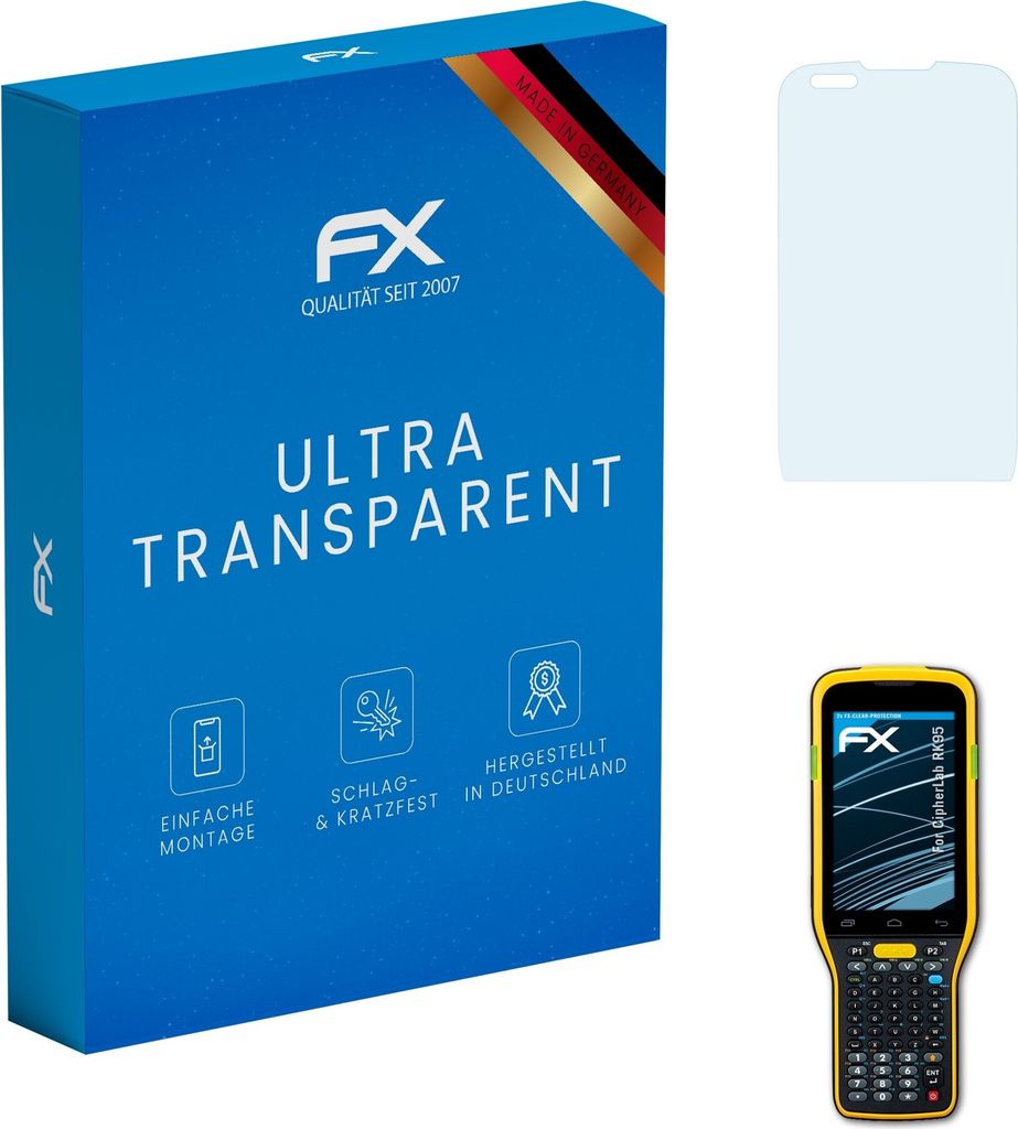atFoliX FX-Clear 2x Schutzfolie kompatibel mit CipherLab RK95 Displayschutzfolie