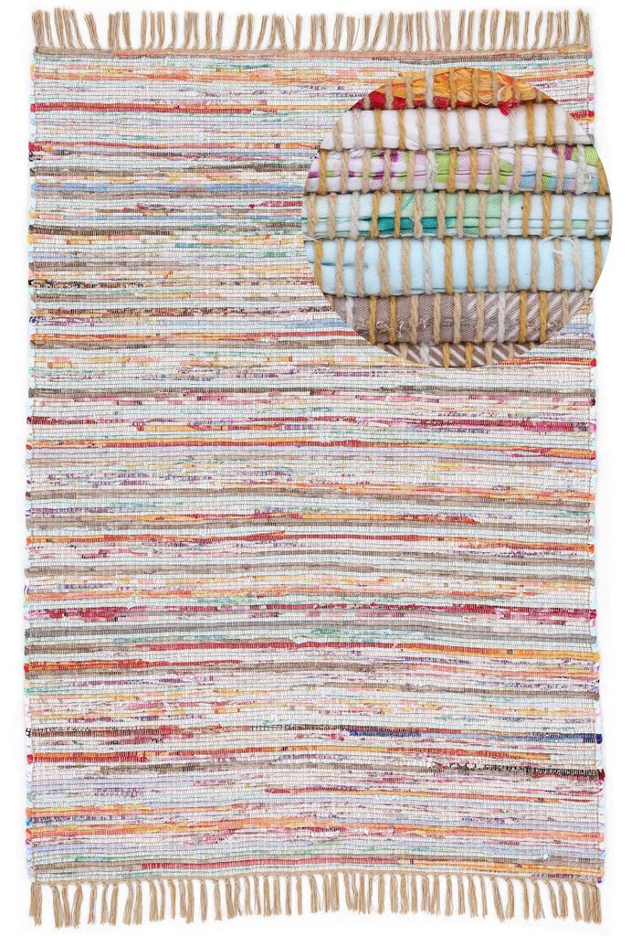 carpetfine Tapis tissé à plat Kilim Chindi Taupe 120x170 cm Image du produit 