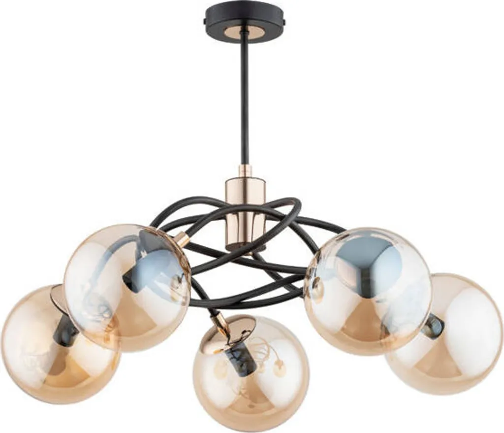 Plafonnier DOXA Alfa 5 boules verre 5xE14 10W ALF28555 luminaire chic