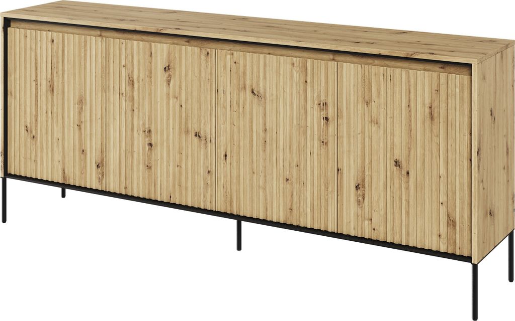 Sideboard TREND TR-04 Wohnzimmerschrank 193x83x40 cm 4 Türen Gefräste Front Schrank Artisan Eiche