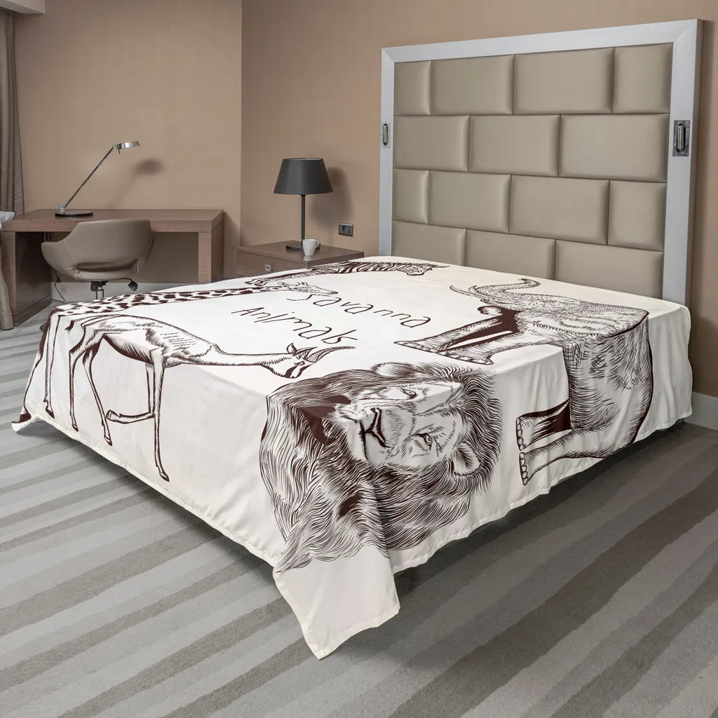 Drap de Lit Décoratif Safari pour Chambre Thématique Jungle 260 cm x 228 cm