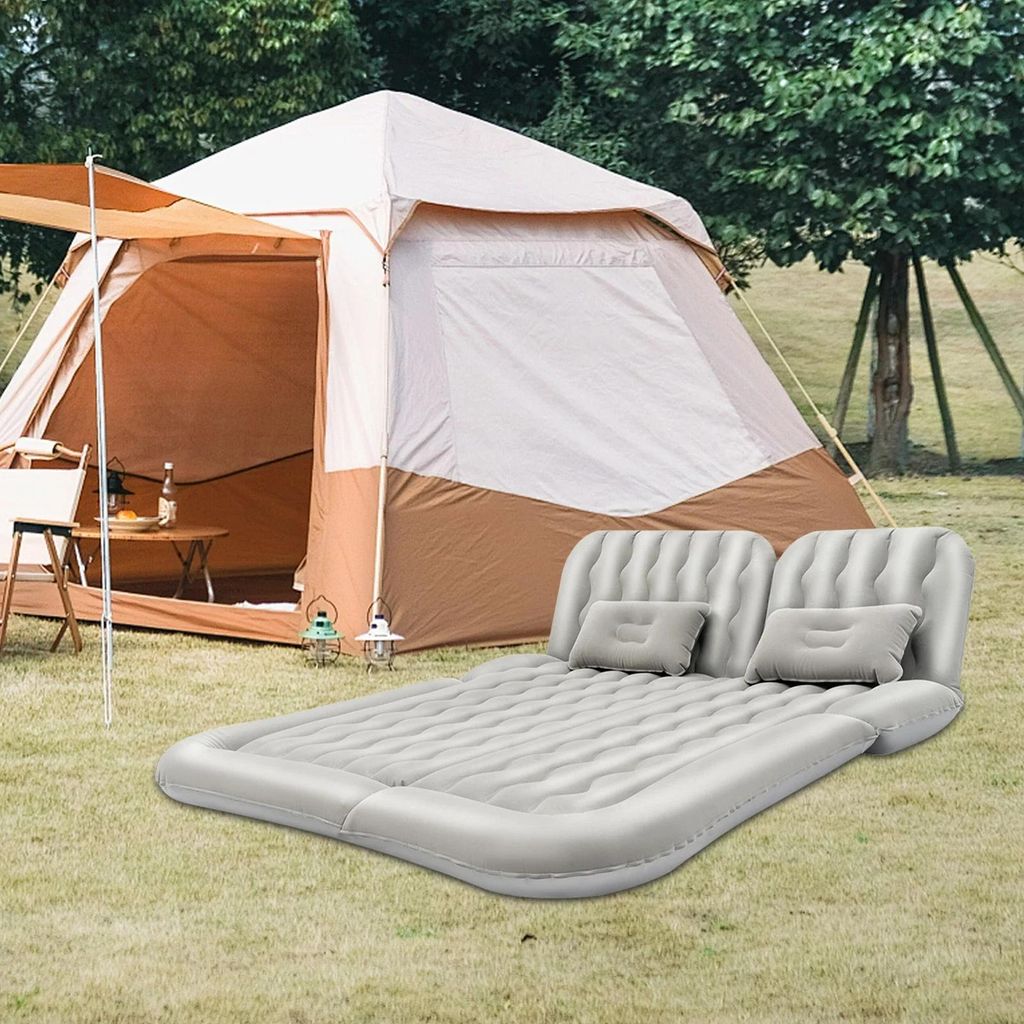 Camping Luftmatratze - Aufblasbare Schlafmatte - 6 Luftkammern, 28 cm Dicke, Mit Pumpe, Schnell Aufblasbar, Faltbar - Grau