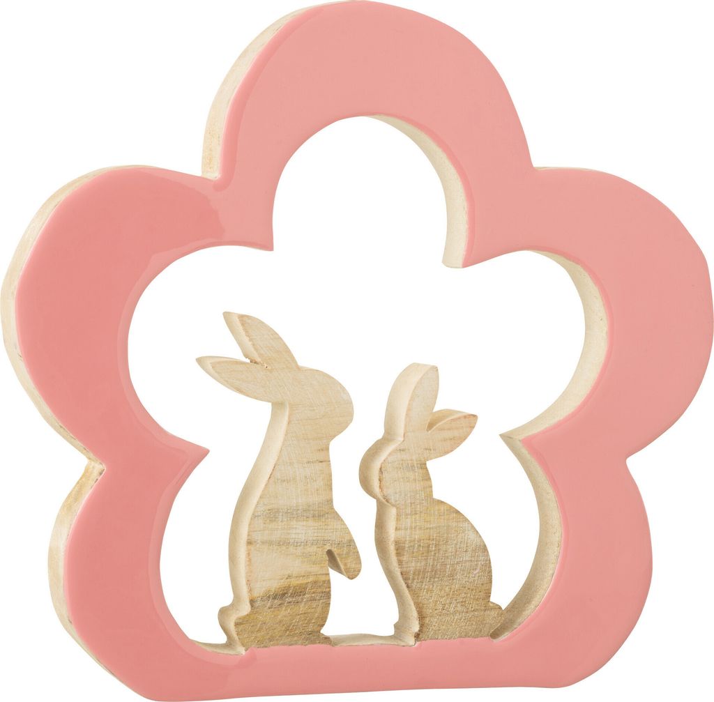 J-Line Blume Hasen Holz Rosa