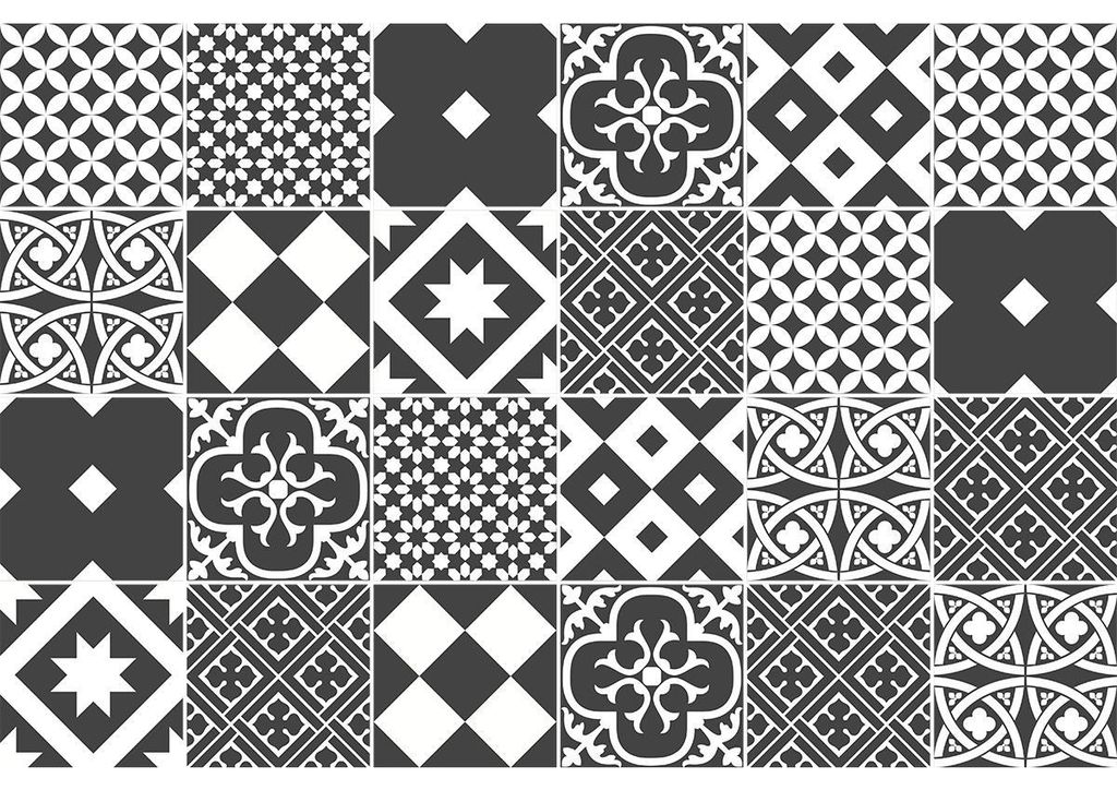 Selbstklebende Fliesenwandaufkleber für Küche und Bad – 24 Azulejos Bastelica Zementfliesenaufkleber – 24 Aufkleber 15 x 15 cm