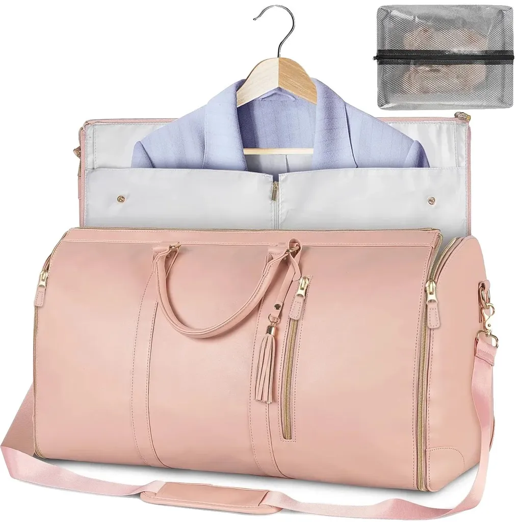 Sac de weekend rose pliable et étanche idéal pour les voyages en avion