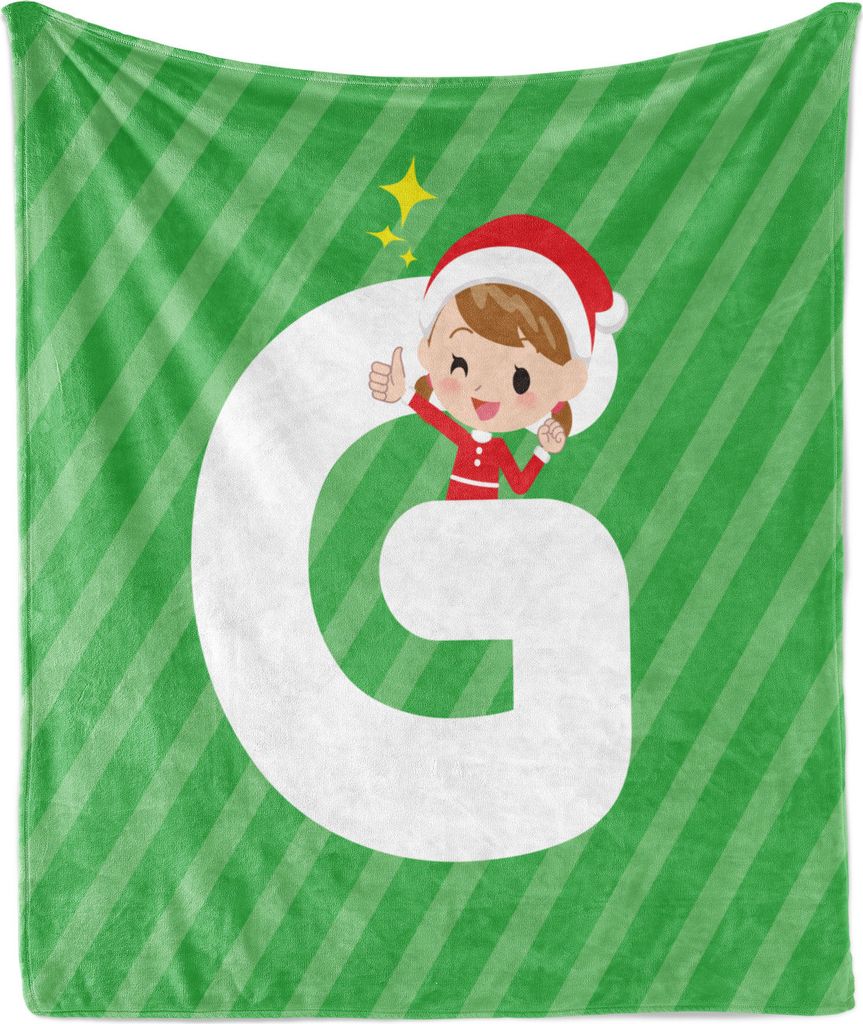 ABAKUHAUS Weihnachtsalphabet Weich Flanell Fleece Decke, Weihnachtsbuchstabe G, Gemütlicher Plüsch für den Innen- und Außenbereich, 125 x 175 c...