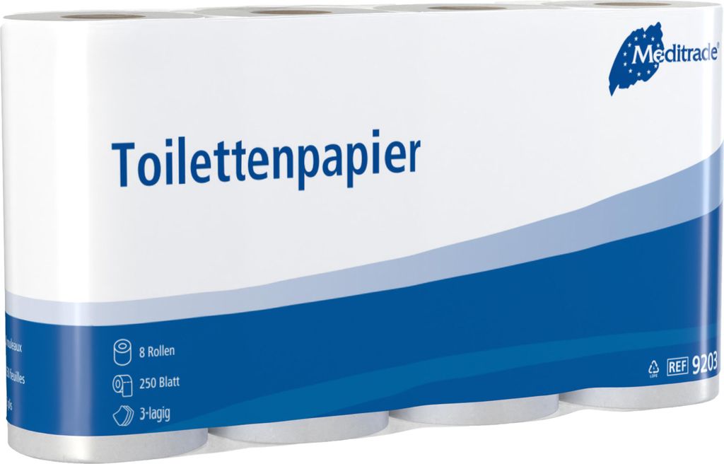 Hochwertiges Toilettenpapier - weiß - 3-lagig - 100% Zellstoff - 64 Rollen