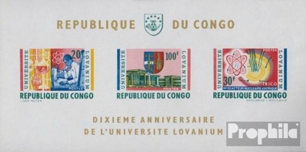 Briefmarken Kongo (Kinshasa) 1964 Mi Block3 (kompl.Ausg.) Produktbild 