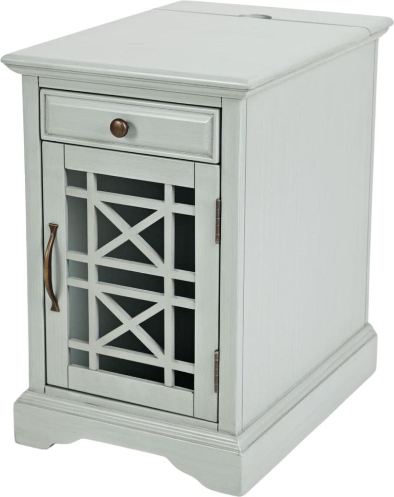 FURNLUX Nachttisch Avola Grau Grün 41cm / Hauptfarbe: Grau / Abmessungen: 41 x 64 x 56 cm