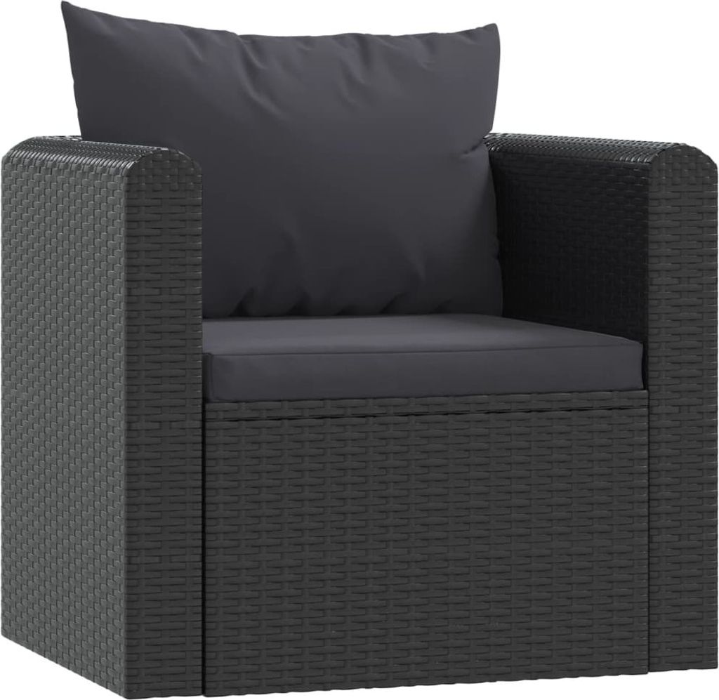 Sessel mit Auflagen Poly Rattan Schwarz