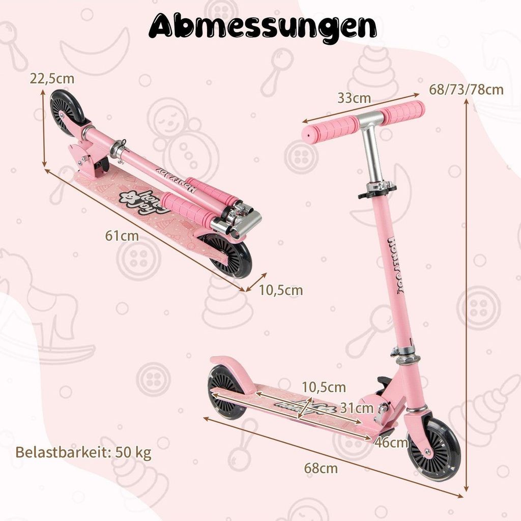 Faltbarer Kinderroller mit LED-Rädern, verstellbarem Lenker