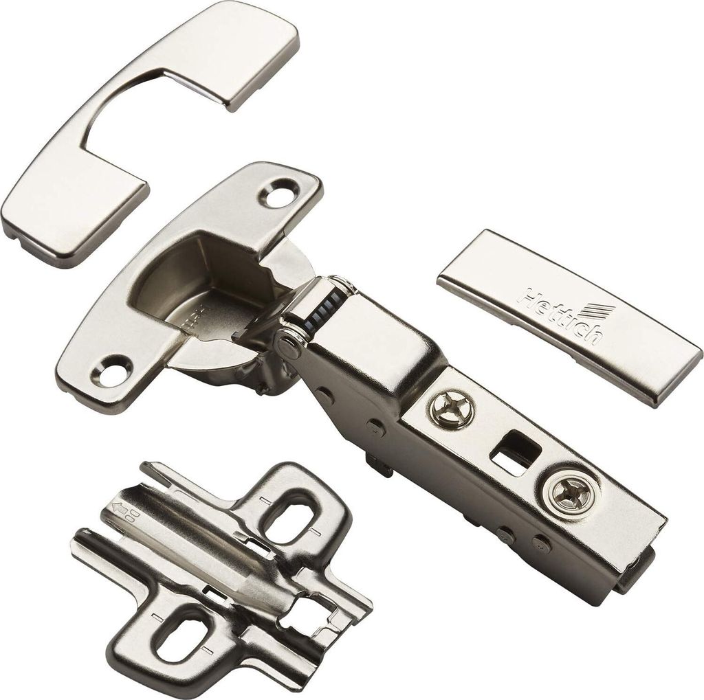 HETTICH Topfband SENSYS 8645i TH52 Mittelanschlag 110° mit integriertem Dämpfer, Abdeckkappen und Montageplatte (Distanz 0 mm) Topfscharnier Schr...