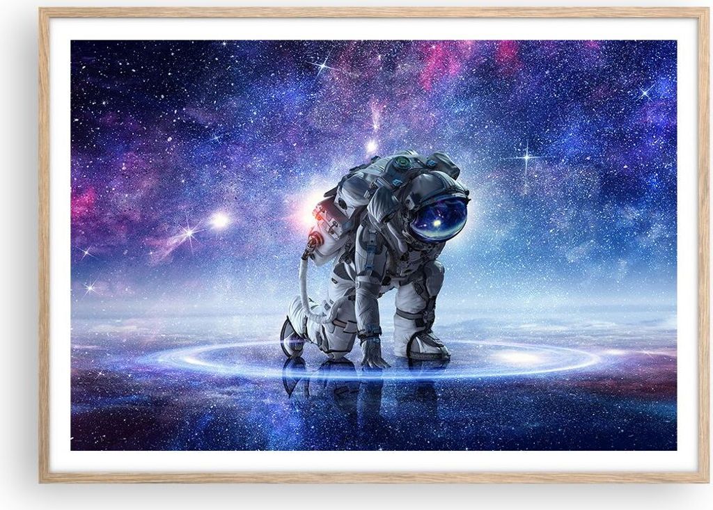 Gerahmtes Poster - Rahmen in heller Eiche - Kosmonaut Produktbild 