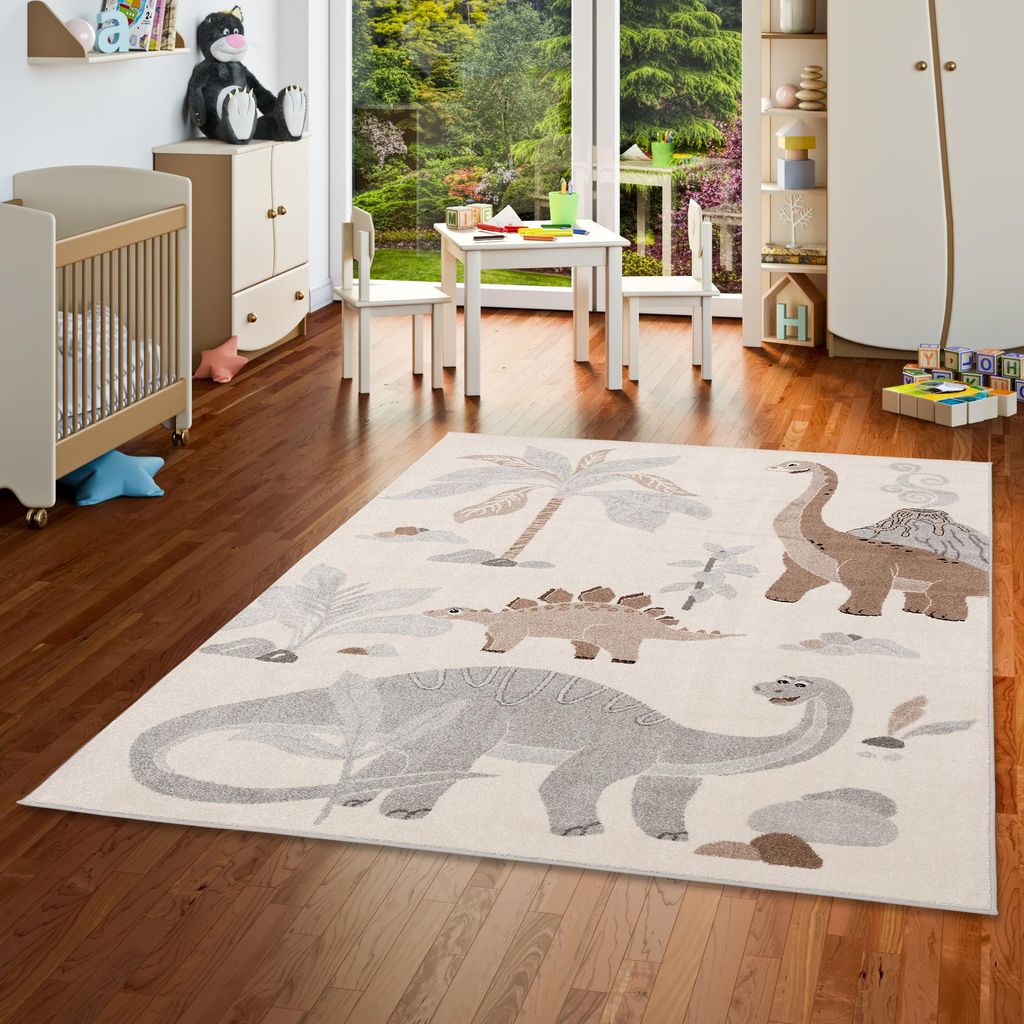 Kinder Teppich Softstar Kids Dinowelt Grau, Größe:160x230 Produktbild 