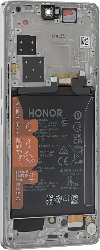 Écran Honor 200 Pro d'origine complet avec châssis noir de rechange