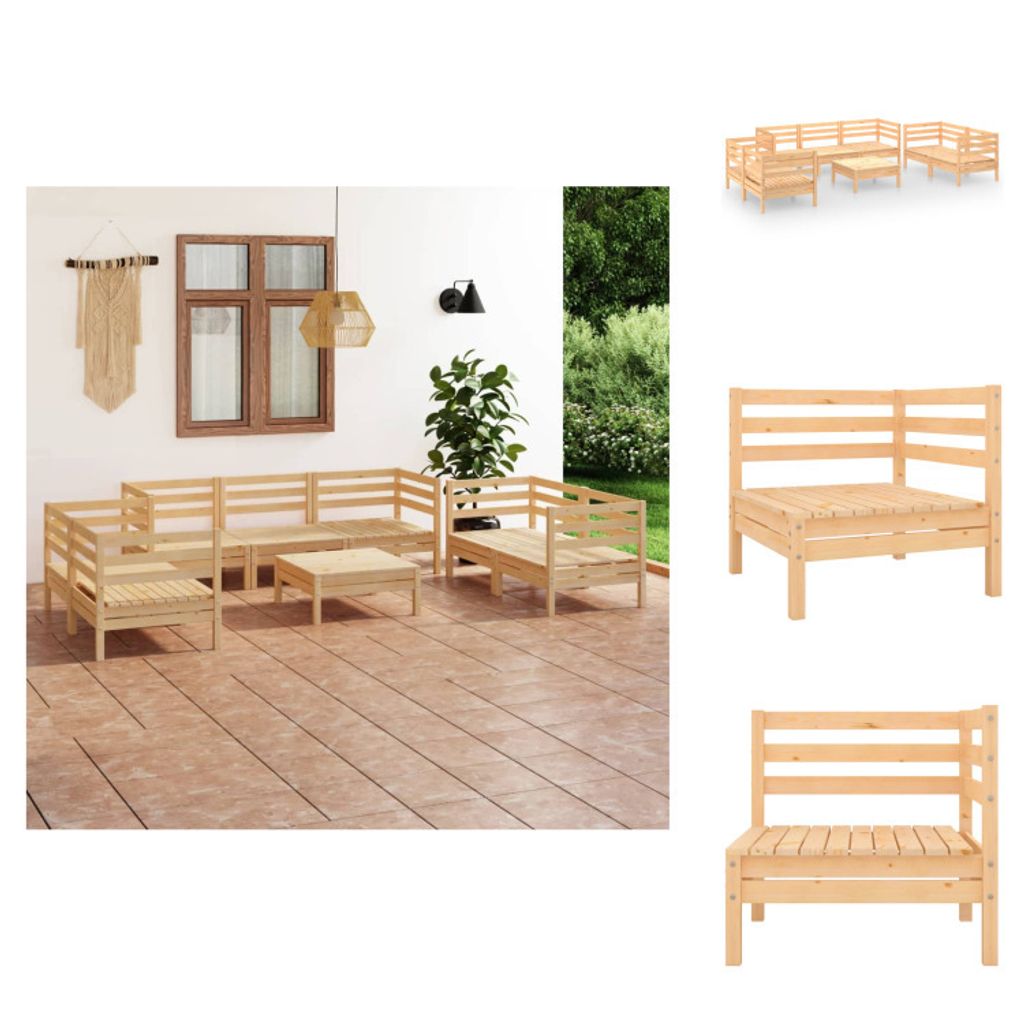 vidaXL 8-tlg. Garten-Lounge-Set Massivholz Kiefer - Gartenmöbel-Sets