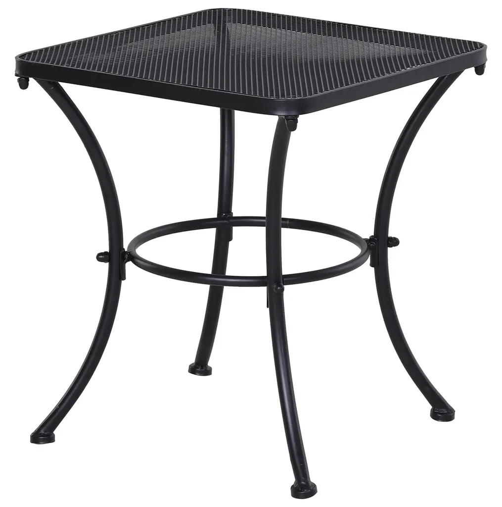 Table d'appoint robuste noire pour petit balcon, métal anti-corrosion