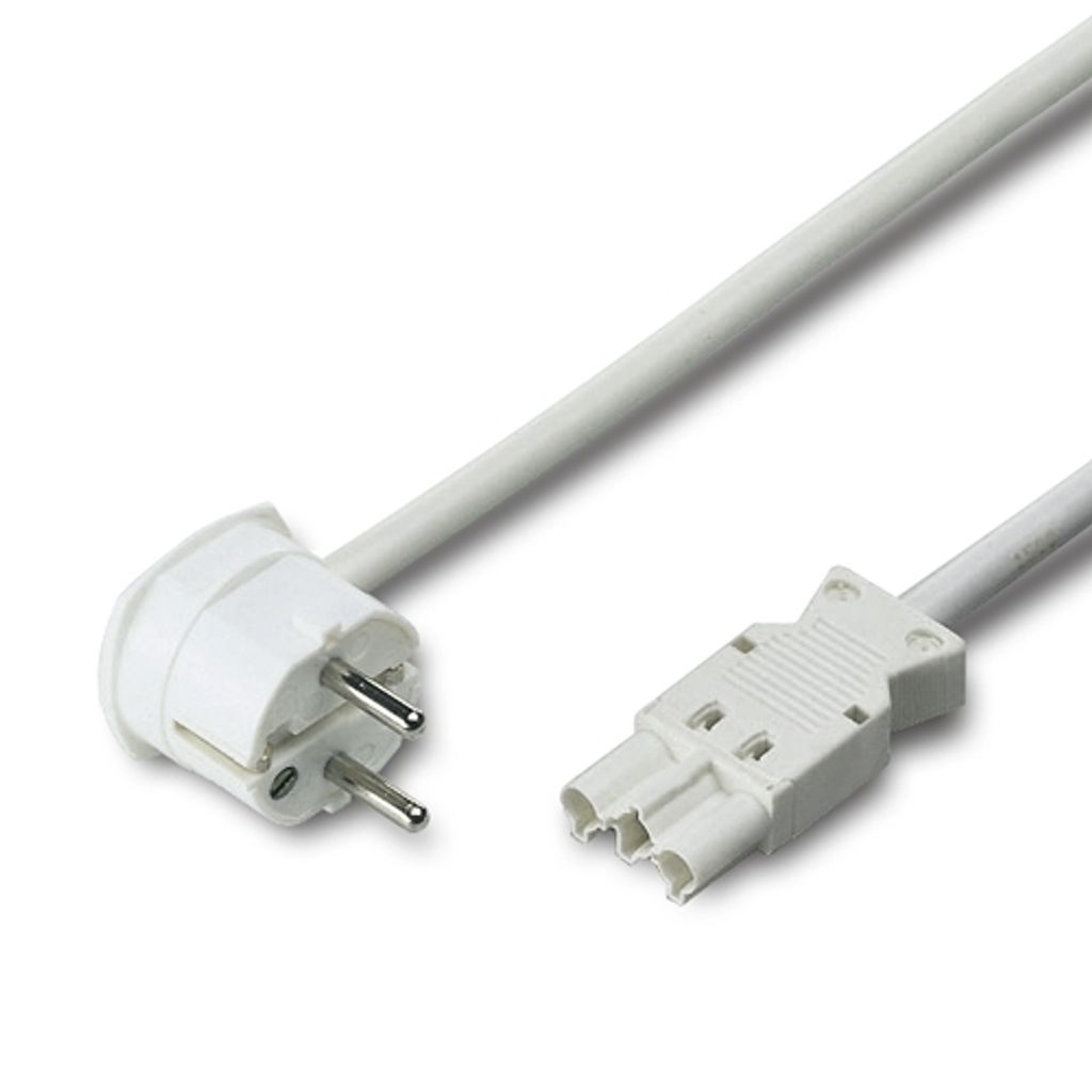 Anschlussleitung weiß 3 Meter mit Schukostecker und Kupplungsteil / Zubehör / Thebo-Licht / Anschluss / Kupplungsleitung