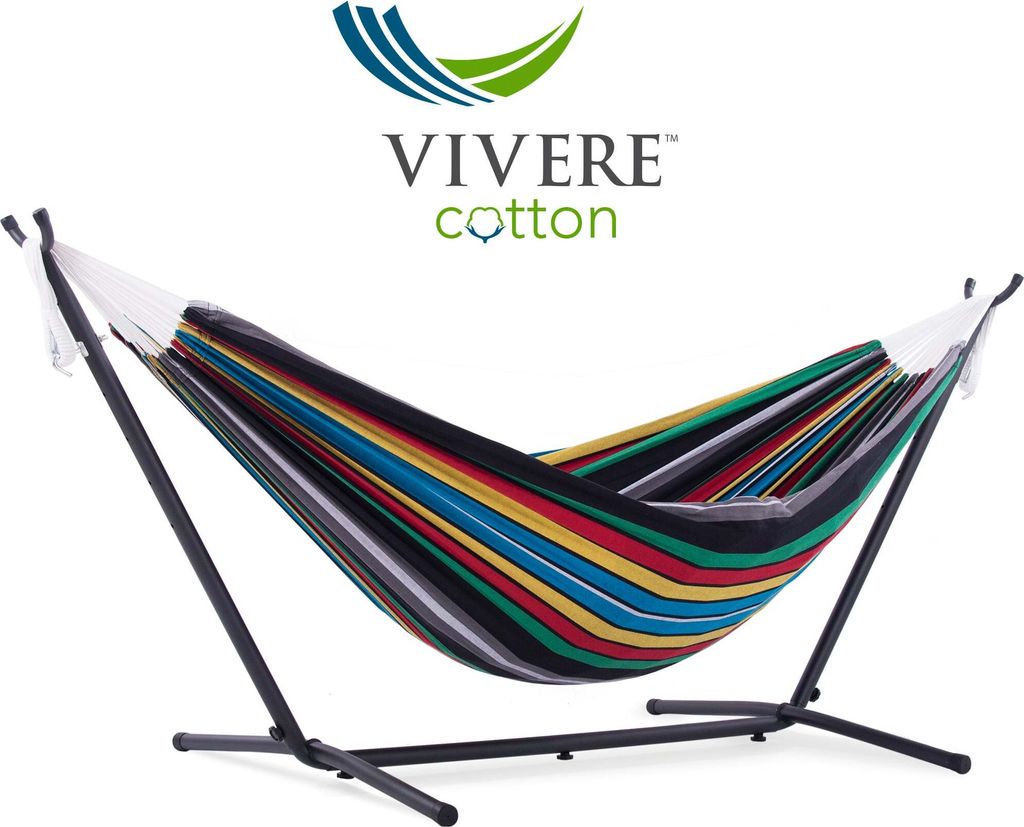 VIVERE Hängematte aus Baumwolle mit Gestell 250 cm – 200 kg Belastung - Rio Night