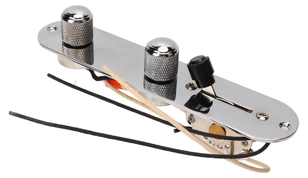 Panneau de contrôle guitare argenté avec câblage complet et boutons
