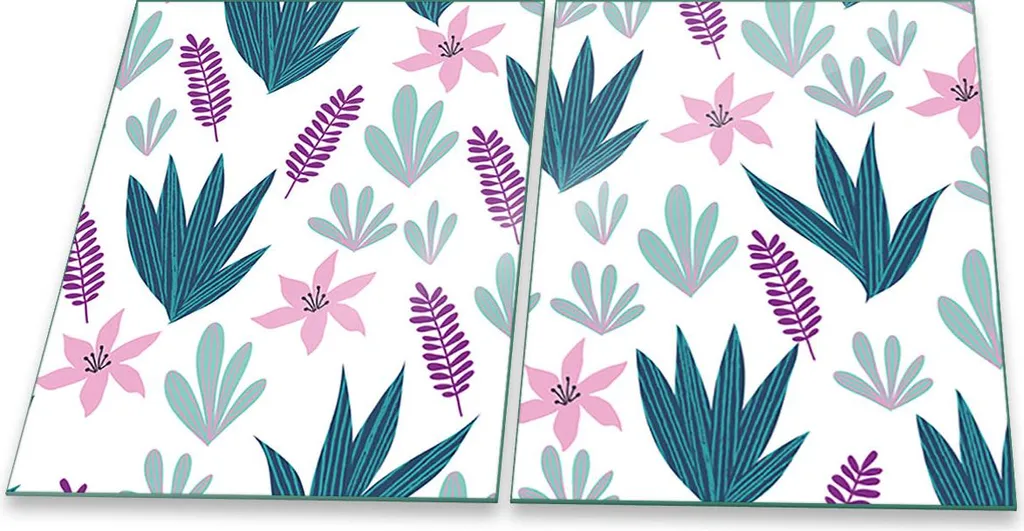 Piastre di copertura per fornelli Vetro per alzatina in ceramica universale 2 pezzi 2x40x52 fiori rosa