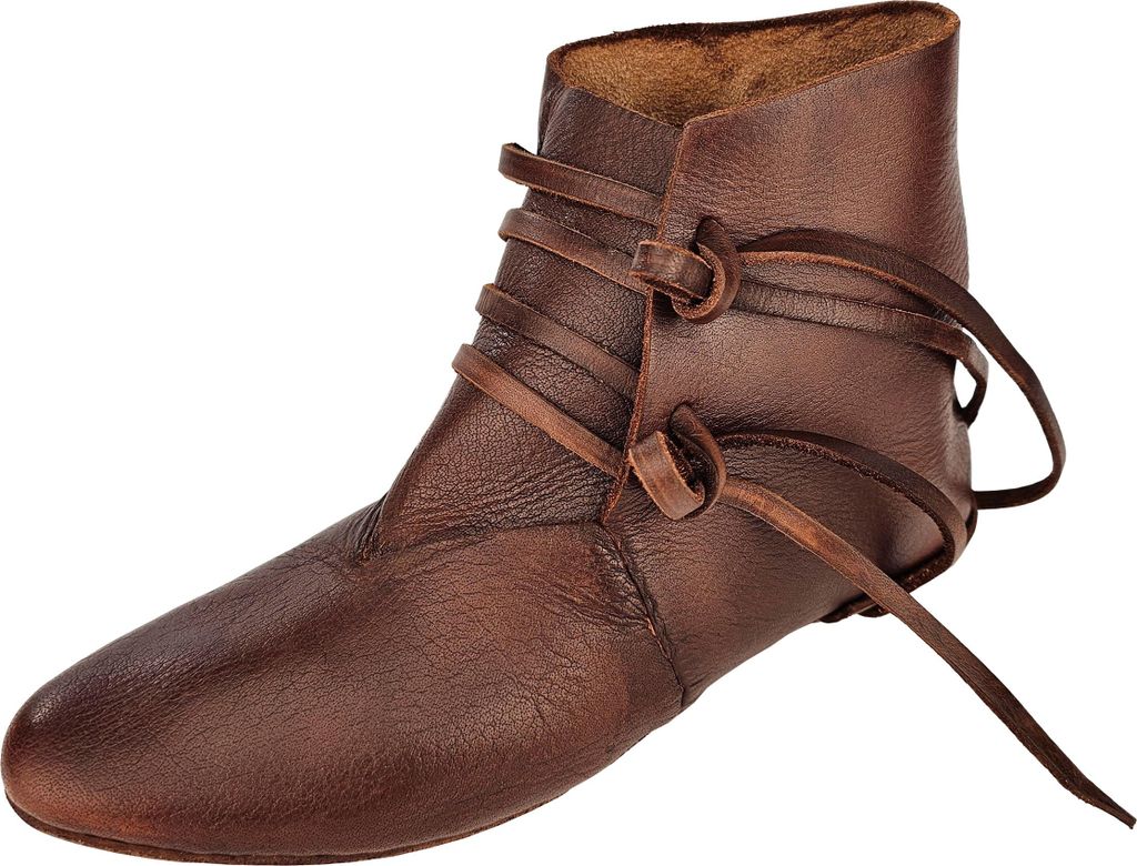Wendegenähte Mittelalter-Schuhe geschnürt aus Rindsleder braun 36