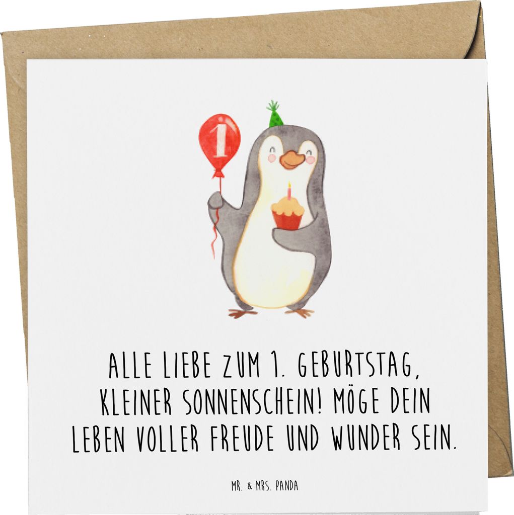Mr. & Mrs. Panda Klappkarte 1. Geburtstag Sonnenschein - Weiß - Geschenk, Alter, doppelkarte, Grußkarte, liebevolle Botschaft, Alles gut zum, All...