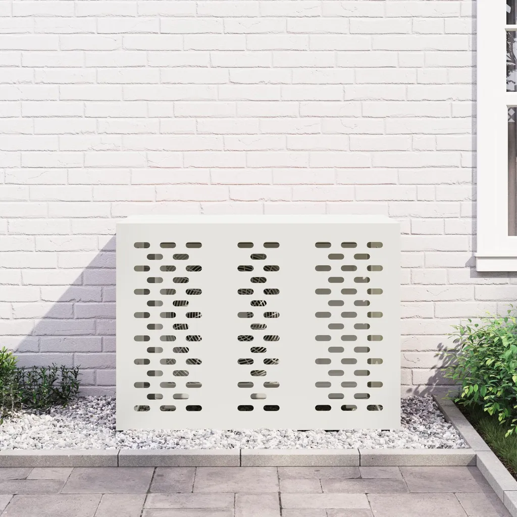 Cache clim acier blanc 110x50x80 cm : Protégez et cachez votre unité - 3
