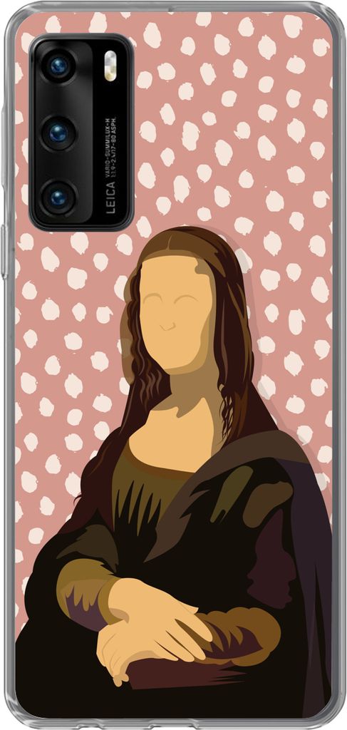 MuchoWow Handyhülle Schutzhülle Hülle für Telefoonhoesje Huawei P40 Leonardo da Vinci - Alte Meister - Punkte - Vintage Silikon Softcase Hand...