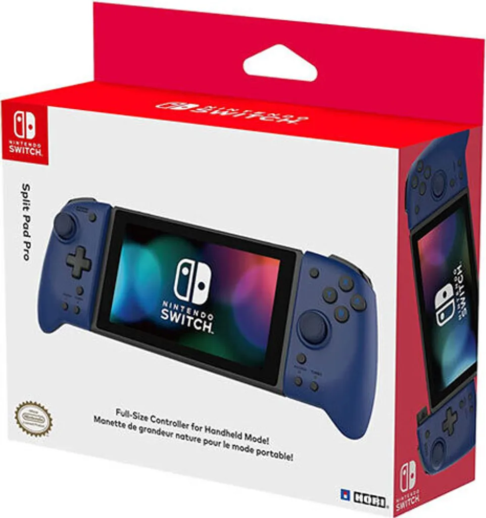 Split Pad Pro bleu HORI avec palettes arrière et sticks de taille salon